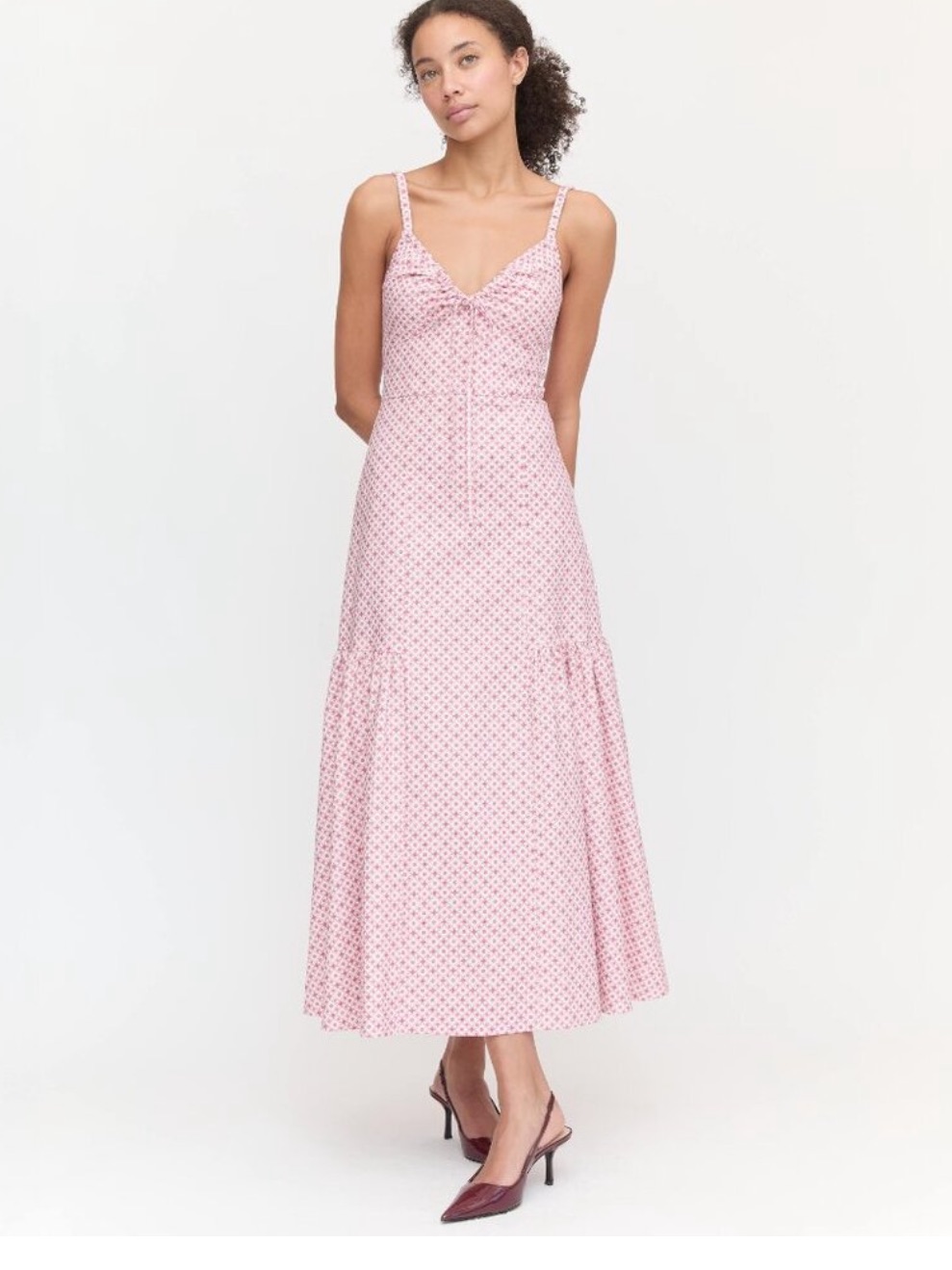 Hill House Pink Floral Midi Dress